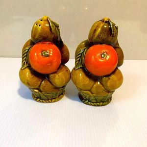 Vintage Ceramic Salt Pepper Inarco 60's Orange Spice Fruit Japan